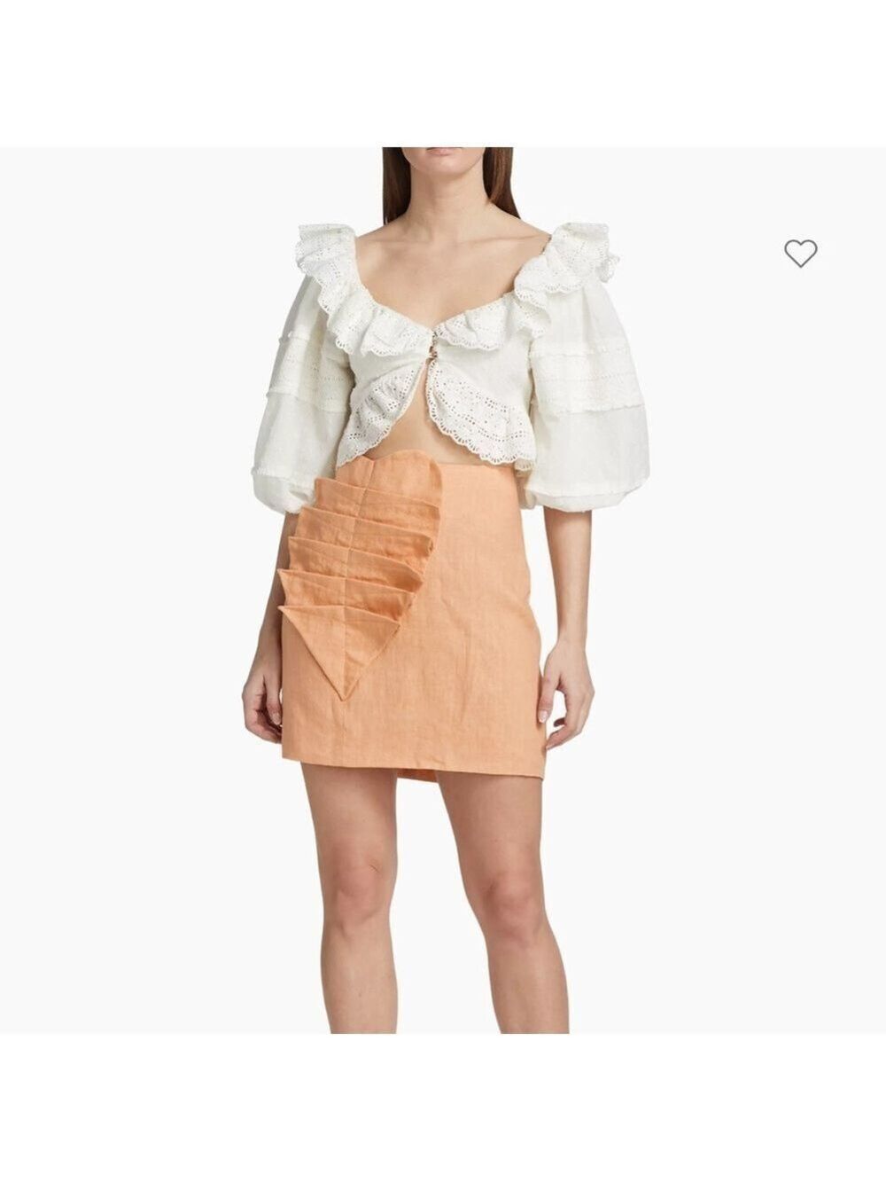 Farm Rio Beige Leaf Miniskirt